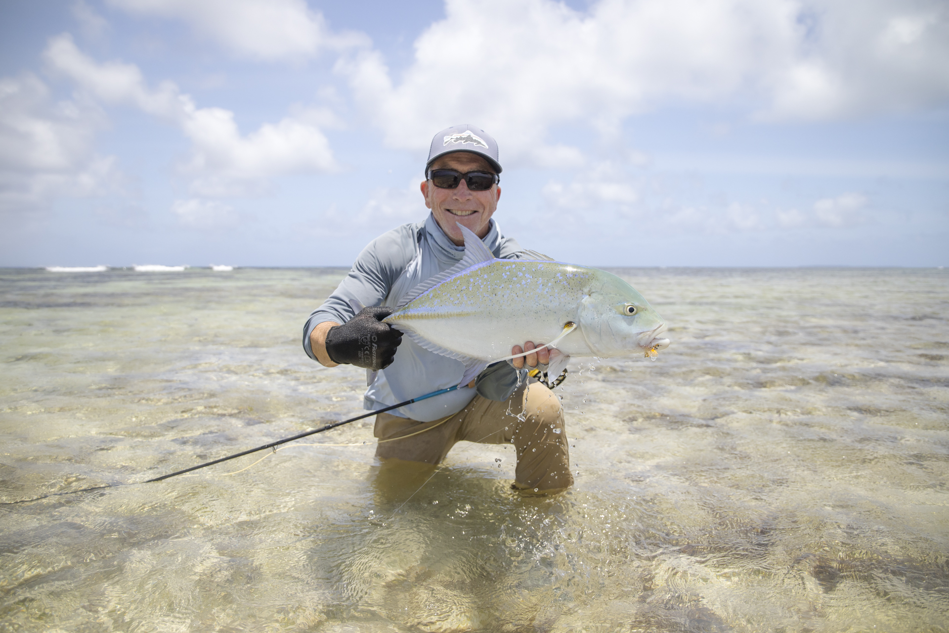 Angler fly fishing in the Seychelles