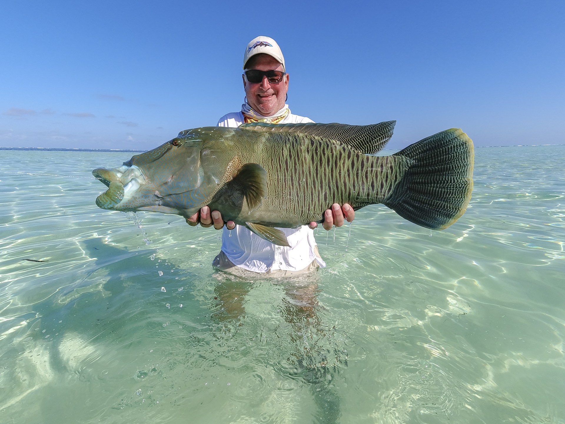 Angler with his Napoleon Wrasse catch