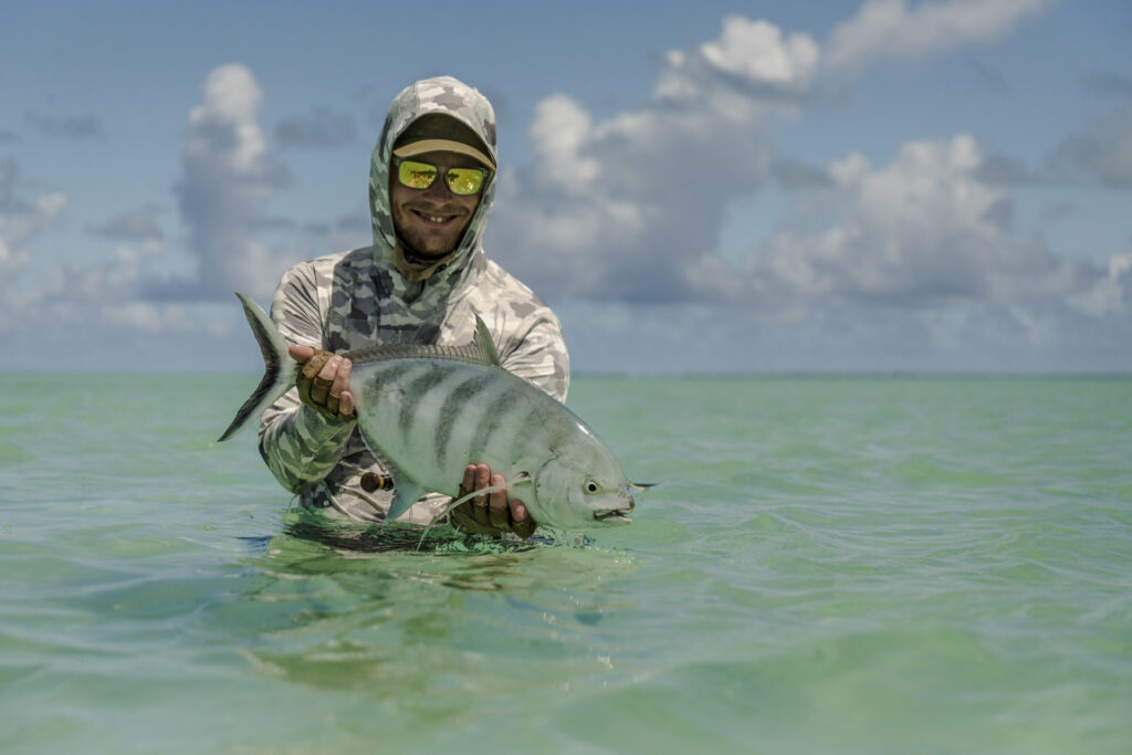 Angler fly fishing in Seychelles