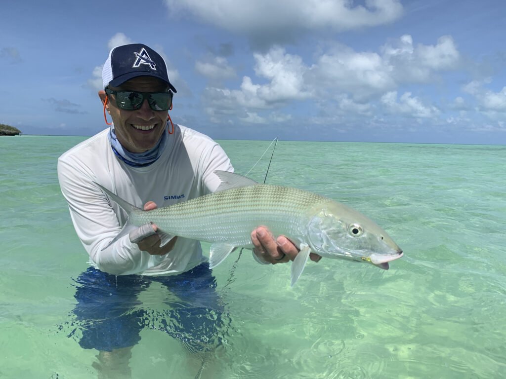 Bonefish held up by an angler