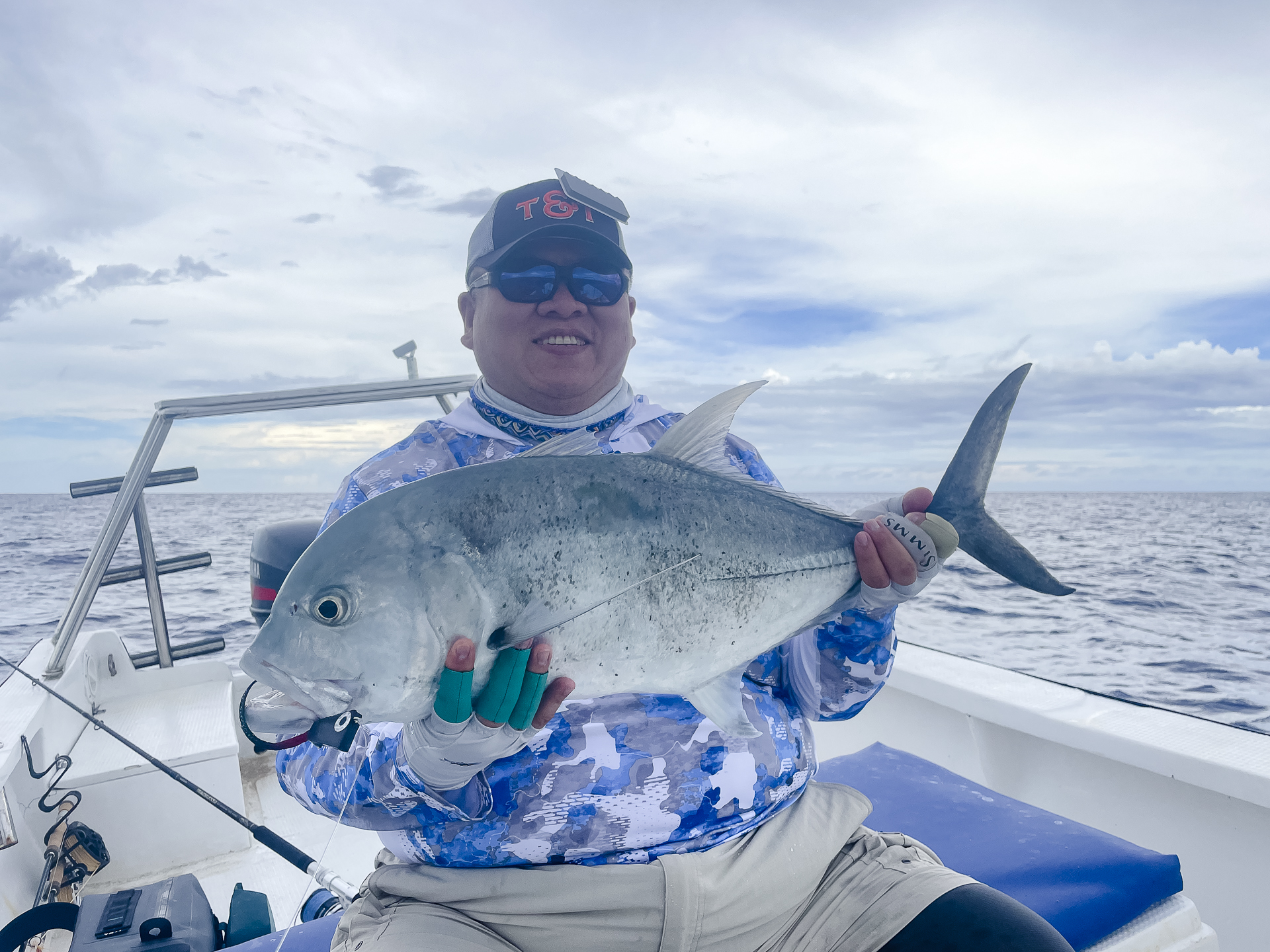 Angler fly fishing at Astove Atoll