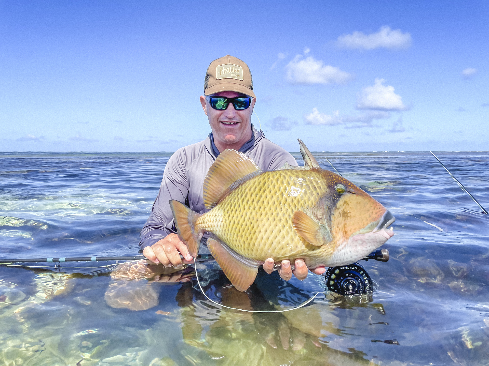 Angler with his triggerfish catch