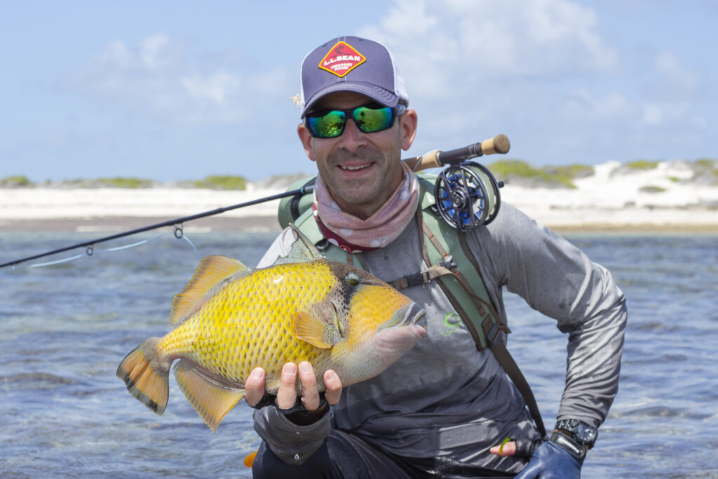 Angler with a moustcahe triggerfish