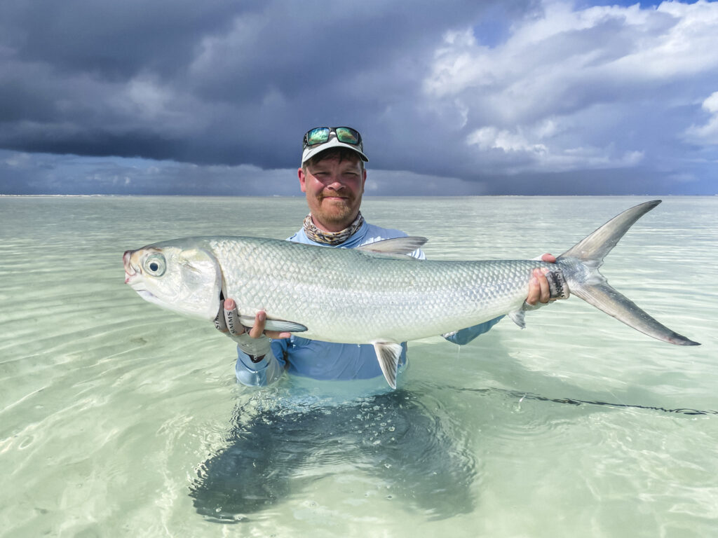 Angler with a big milkfish