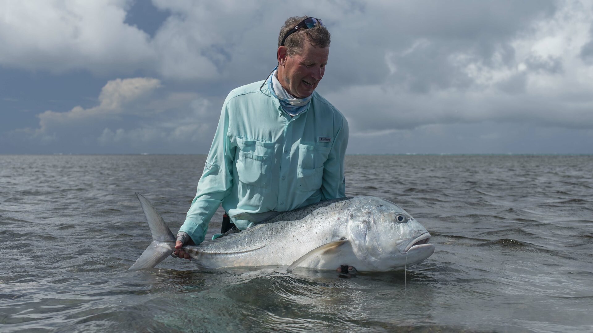 Giant trevally landed at Alphonse Island