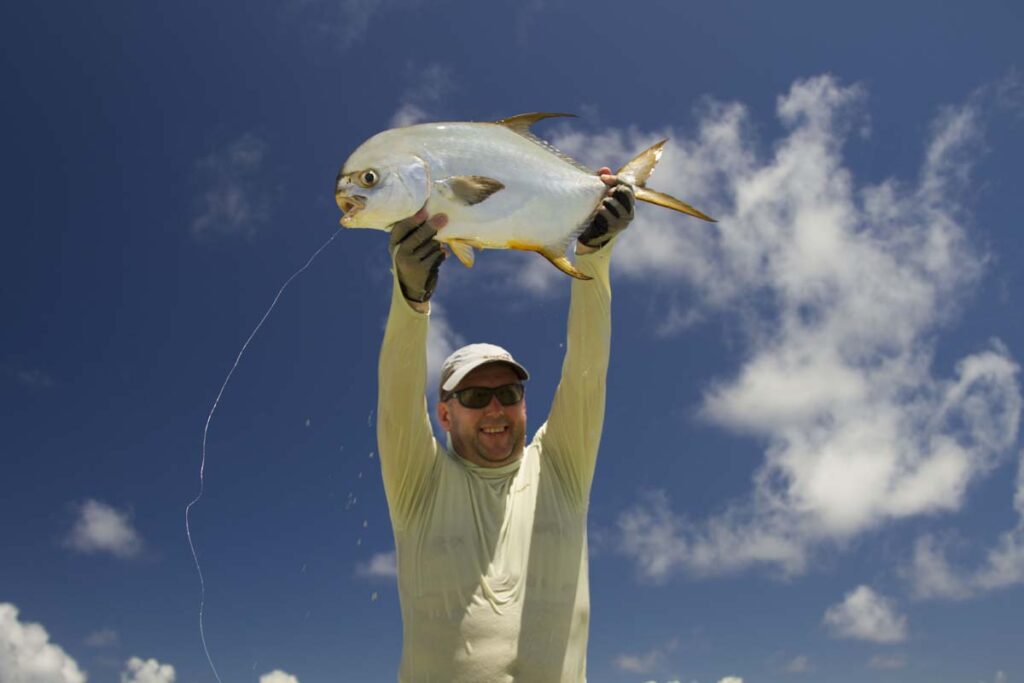 Caught a permit in crystal clear lagoon