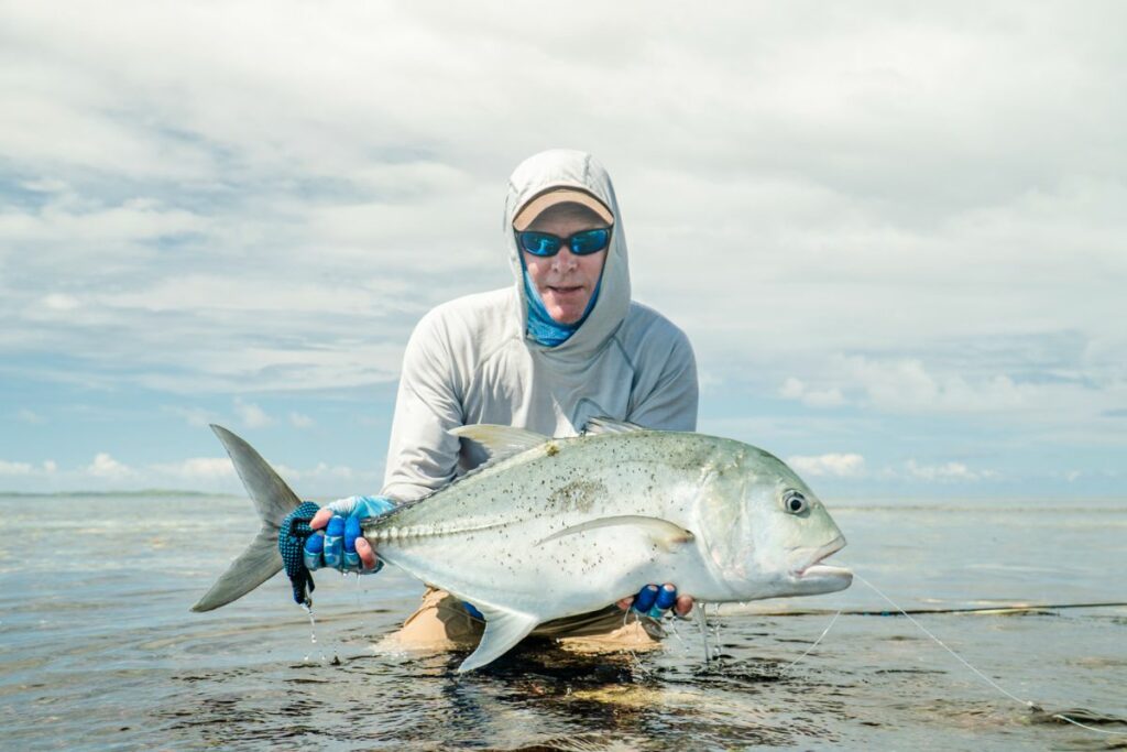 Angler at Alphonse Island with a whopping good catch