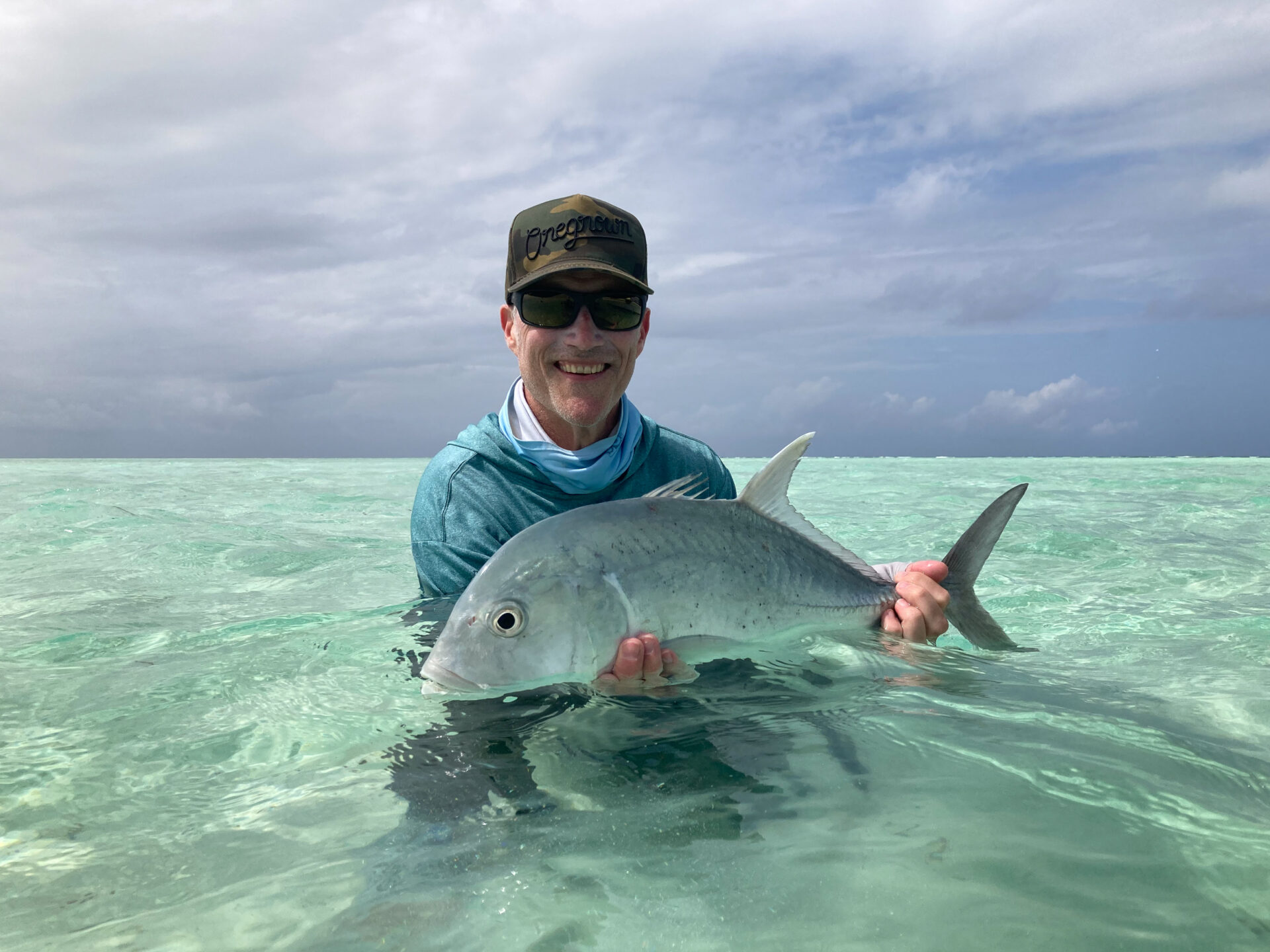 Fly fisherman at Alphonse Island