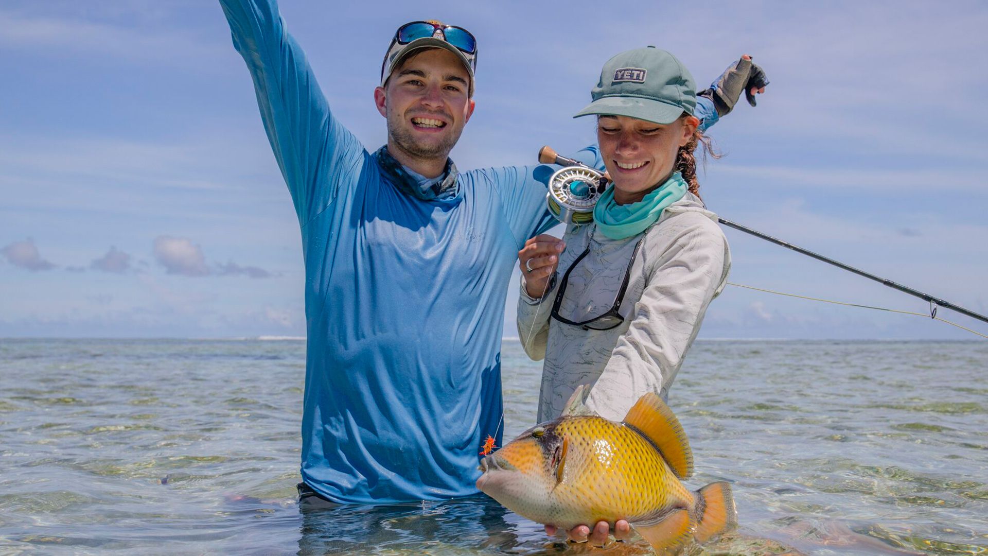 During fishing festivities anglers land a triggerfish