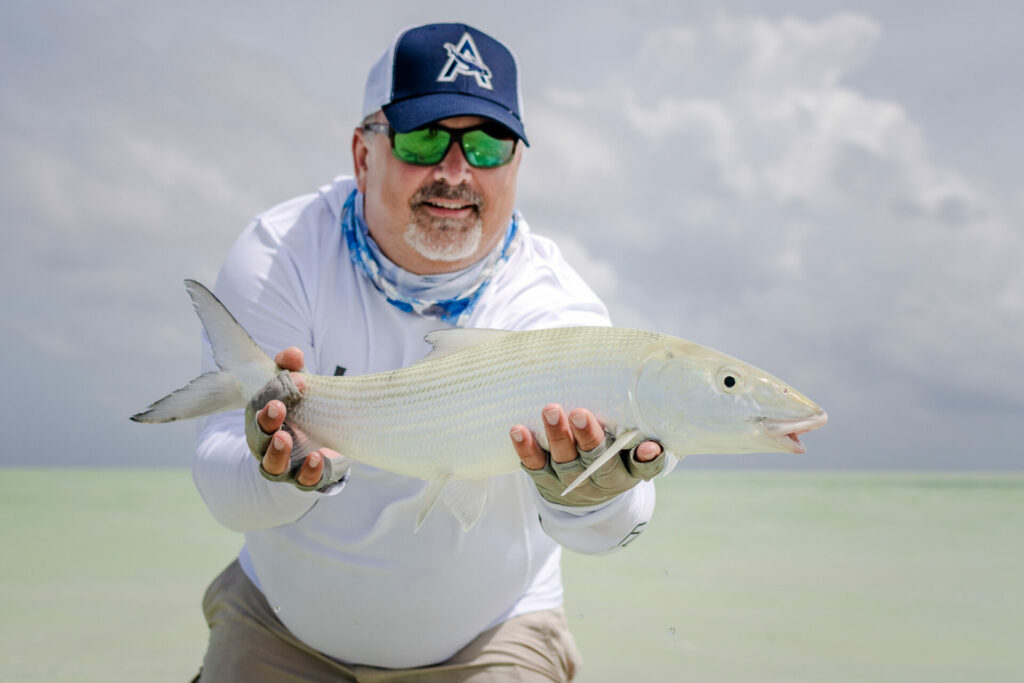 Fisherman at Alphonse Island with a bonefish