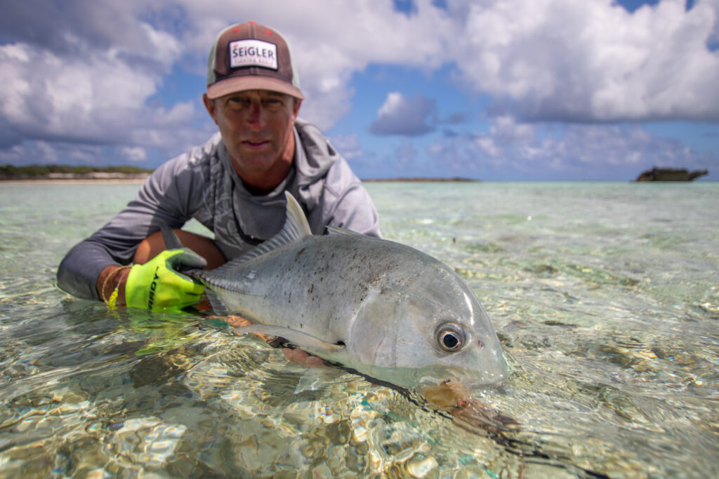GT landed by an angler at Cosmoledo
