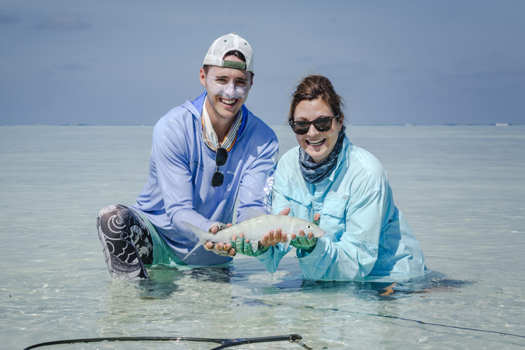Anglers holding a bonefish