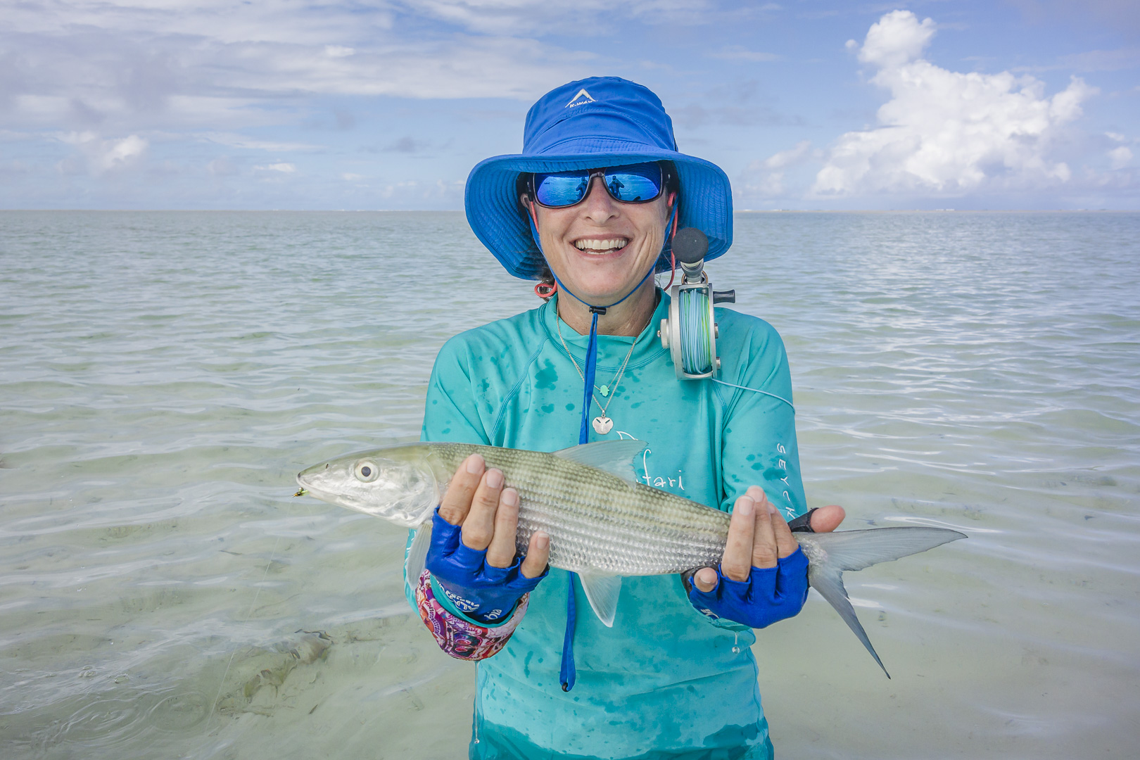 Fly fishing angler with a bonefish
