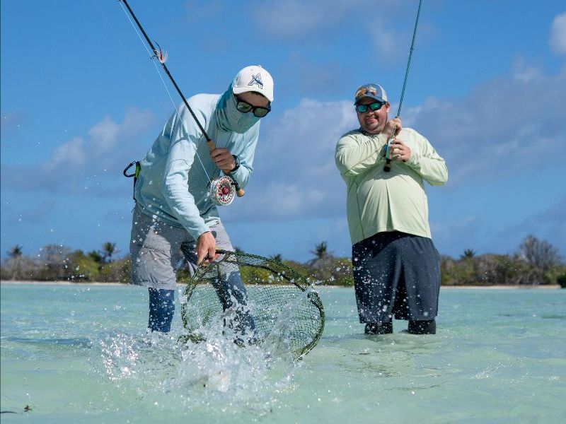 Anglers netting their catch during prime tides