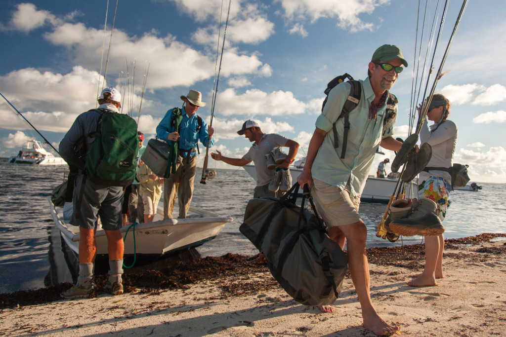 Angler carrying his backpack