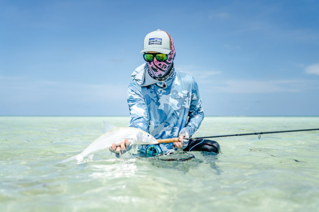 Angler with holding a bonefishh