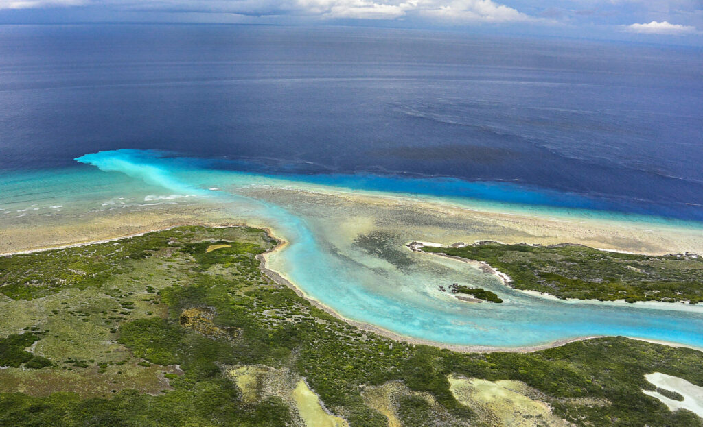 Arial view of wild Astove Atoll
