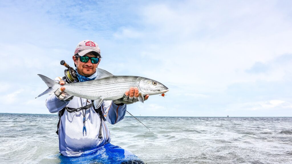 Angler with a bonefish at Farquhar