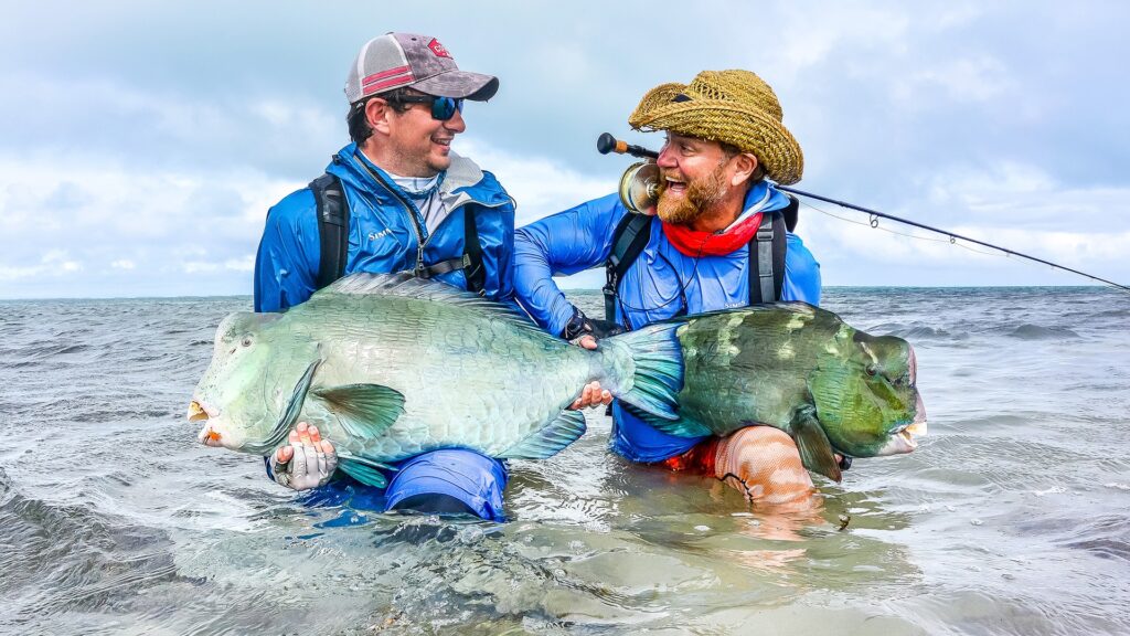 Anglers with a bumphead at Farquhar
