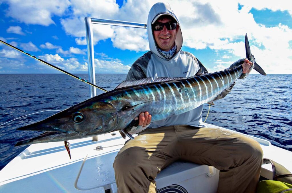 Wahoo caught on a fly at Alphonse Island.