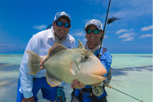 Anglers with a triggerfish